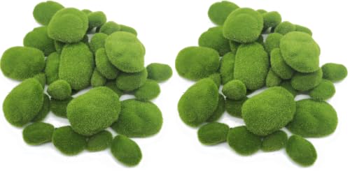 TIHOOD 40PCS Artificial Moss Rocks (4 Sizes), Green Moss Decor for Floral Arrangements, Fairy Gardens and Crafting (Pack of 2) - size: 7 x 9 cm (Pack of 2)