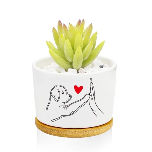 1Pcs Dog Window Garden Planter Pots with Drainage Tray, Ceramic Pot 3 Inch - style: Dog