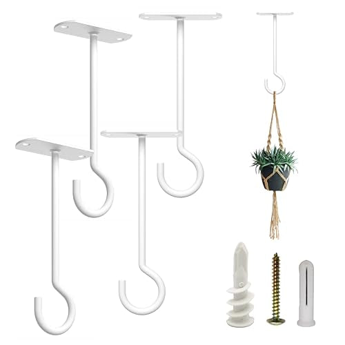 NACETURE Heavy Duty Plant Ceiling Hooks, 4 Pack 5 Inch - color: White, size: 5 Inch 4 Pack