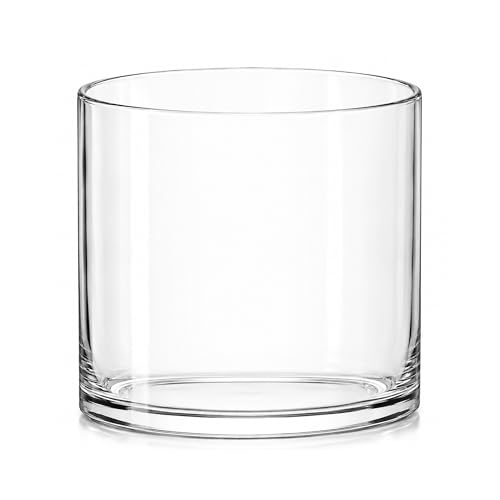 Royal Imports Glass Cylinder Flower Vase 4" Wide x 4" Tall, Clear - size: 4" wide x 4" tall
