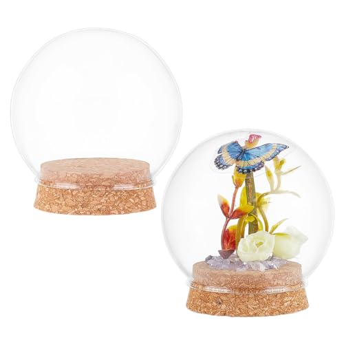 NBEADS 2 Pcs Eternal Flower Glass Dome Cloche, 3.4x3.5 Inch Glass Dome Cover with Cork Base Arch Bell Jar Cloche for Centerpieces Plants Rocks Specimens Decorations Crafts - size: 3.4x3.5 Inch