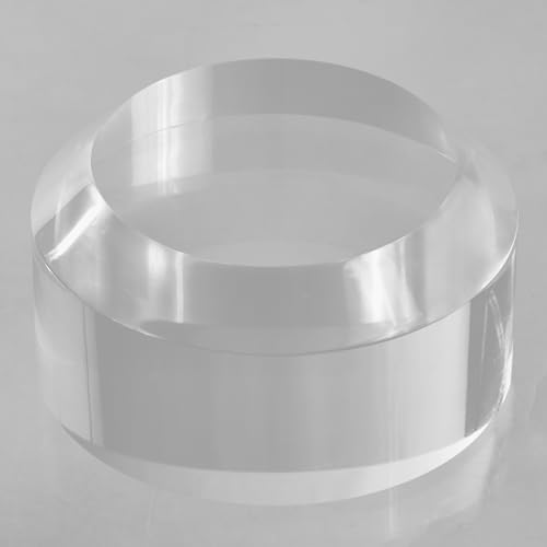 CiaoHER 2in Thickness Acrylic Disc Display Block Clear Polished Round Pedestal Stand Riser (5'' x 2'') - size: 5'' x 2''