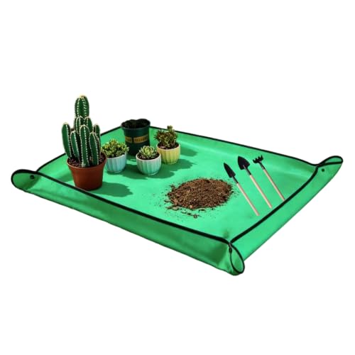 1PCS Waterproof Potting Mat with 3 Tools, 39.37 Inch Foldable Plant Tray | Foldable design with raised edges contains debris. Includes 3 gardening tools. Great for repotting, pruning & pet grooming. - size: 39.37 Inch
