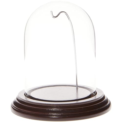 Plymor 3" x 4" Watch Glass Display Dome Cloche - color: Mahogany Base / Silver Wire