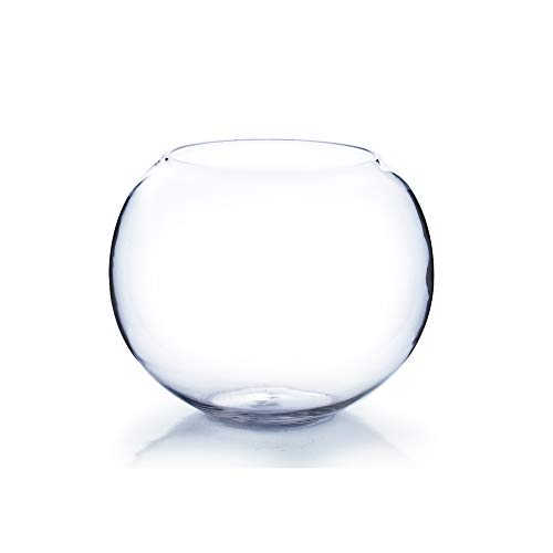 WGV Large Bowl Glass Vase, Diameter 12", Height 10", (Multiple Sizes Choices) Clear Round Bubble Vase Jar, Floral Planter Terrarium for Wedding Event Home Decor, 1 Piece (VBW1210) - size: 12"D