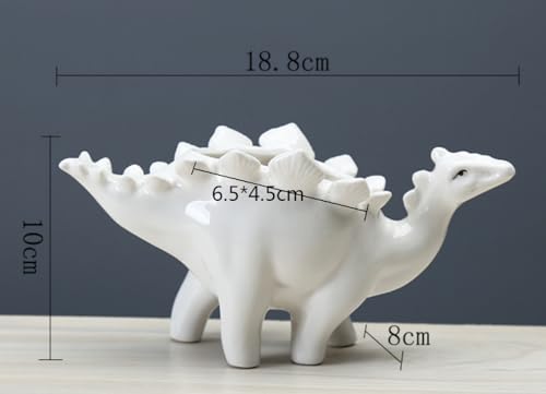 Cute Animal Shaped Planter Flower Pot Frog Shape Small Succulent pots with Drainage Ceramic Animal Planter (Dinosaur 4pcs) - color: Dinosaur 4pcs