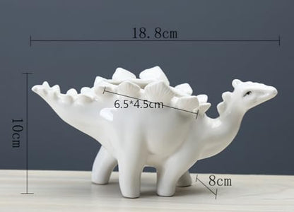 Cute Animal Shaped Planter Flower Pot Frog Shape Small Succulent pots with Drainage Ceramic Animal Planter (Dinosaur 4pcs) - color: Dinosaur 4pcs