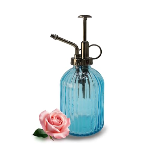 Glass Plant Mister Spray Bottle, 350ML Vintage Plant Spritzer with Top Pump Watering Can for Indoor Outdoor House Plants,Flowers (Blue) - color: Blue