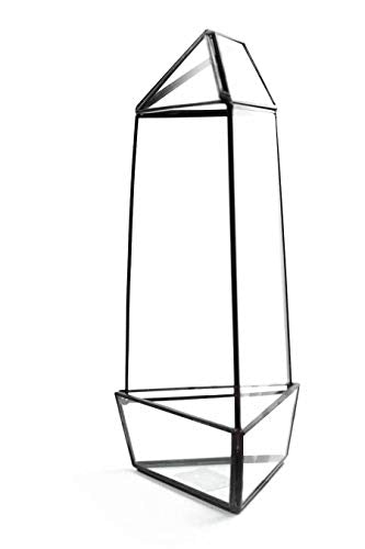 WGV Geometric Terrarium, Width 4", Height 11.5", Clear DIY Succulent Planter Short Triangular Oblisk Set Black Metal Frame for Home Office Garden Outdoor Decoration, 1 Piece - size: Large Oblisk (Black)