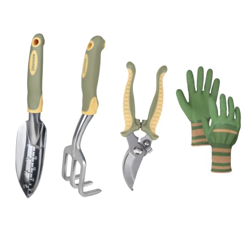 Green Garden Tools 4-Piece, Aluminum Alloy Gardening Hand Tool Set - color: green-4pcs