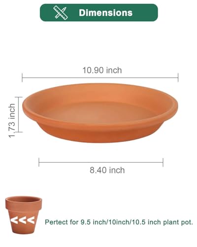 vensovo 11 Inch Terracotta Plant Saucer Pots Tray - 3 Pcs Round Planter Saucers for Indoor & Outdoor Plants, Large Clay Trays Perfect for 10,10.5,11 Inch Flower Pot | 3 pack large terracotta planter saucers for 11 and 11.5 inch flower pots, ideal for catc