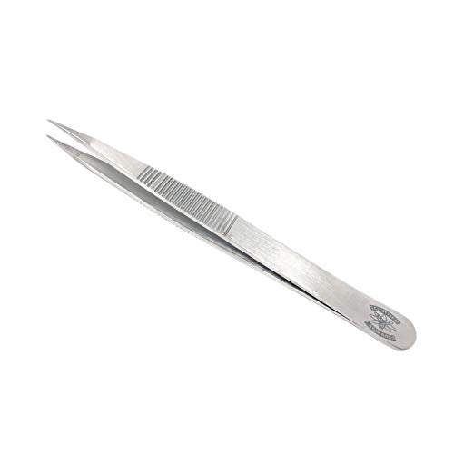 Stainless Steel General Purpose Forceps with Straight Strong Tips (4.75 in. (120mm), Serrated Tip and Grip) - size: 4.75 in. (120mm), style: Serrated Tip and Grip