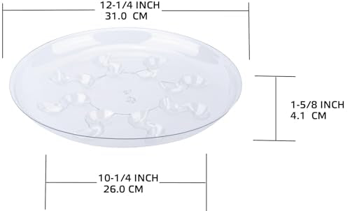 6 Pack 12 Inch Heavy Duty Clear Plastic Plant Saucer Sturdy Pot Tray Plant Drip Trays for pots,Plant Water Catcher Tray,Flower Pot Saucer Water Drainage Tray Floor Protector (12 Inch) - size: 12 inch