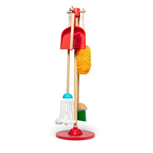 Melissa & Doug Dust Sweep Mop, 6-Pc. Toddler Cleaning Set with Kids Broom & Accessories, Preschool Learning Activities & Kids Toys for Girls & Boys 3+