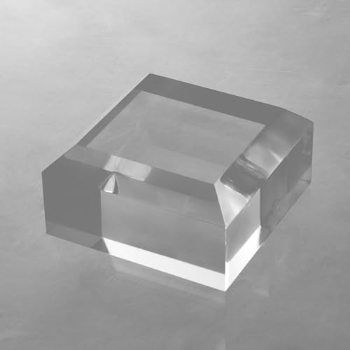 CiaoHER 2in Thickness Beveled Solid Acrylic Display Block Clear Polished Pedestal Stand Riser Solid Base (4x4) - size: 4x4