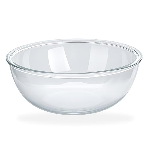 6.3 Qt Large Glass Mixing Bowl,12.3" Clear Glass Salad Cooking Bowls For making sourdough Prepping, Mixing, Marinating & Brining Kimchi