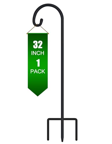FEED GARDEN 32" Small Shepherd Hooks for Outdoor, Adjustable Decorative Garden Hooks for Solar Lanterns, Hanging Plants, Wind Chimes & Garden Decor, 1 Pack
