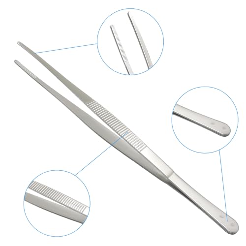 Bonsicoky 1 Pcs Tweezers Nipper, 12 Inch, Stainless Steel, Silver | Extra Long, For Aquarium, Crafts, Jewelry, Food and Horticulture - size: 12 Inch