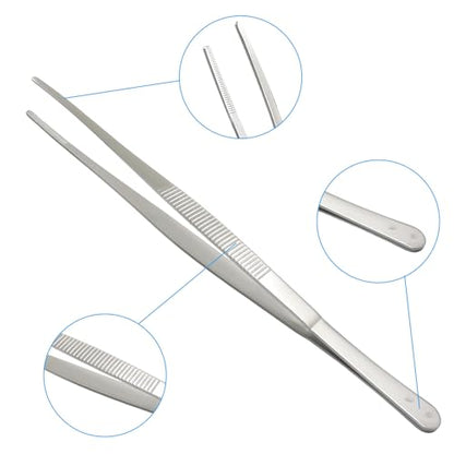 Bonsicoky 1 Pcs Tweezers Nipper, 12 Inch, Stainless Steel, Silver | Extra Long, For Aquarium, Crafts, Jewelry, Food and Horticulture - size: 12 Inch