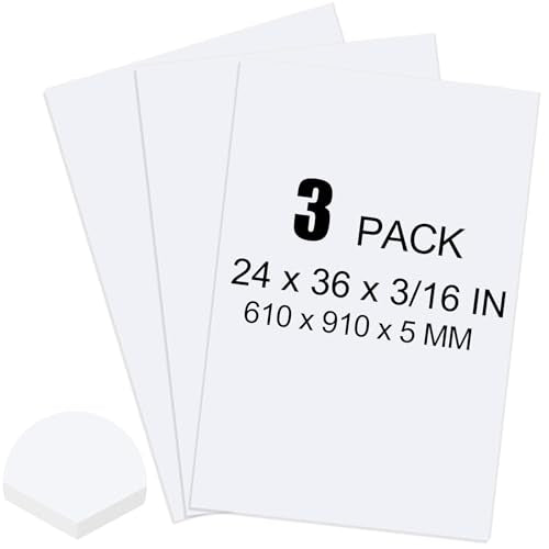 ToLanbbt 3 Pack White Foam Board, 24 x 36 x 3/16" Thick Foam Core Acid Free Poster Foamboard for Art Craft Projects, Painting, Displaying, Signage, Wedding, School - color: White, size: 24x36"-3P