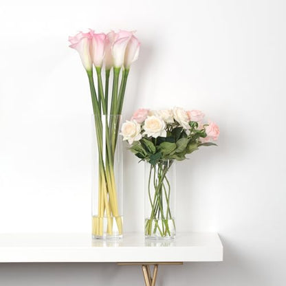 WGVI Quality Thick Weighted Tall Clear Cylinder Glass Vases, 4" W x 14" H, Flower Arrangement Floating Candle Holders Wedding Centerpieces Floral Bouquet Container Home Accent Decor, 1 Piece - size: 4"x14"H