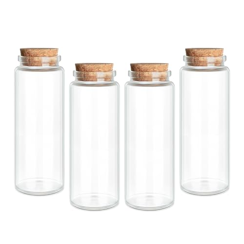 JIUYUE 4-Pack 5.07 oz (150ml) Small Glass Bottles with Cork Stoppers - color: 4pcs