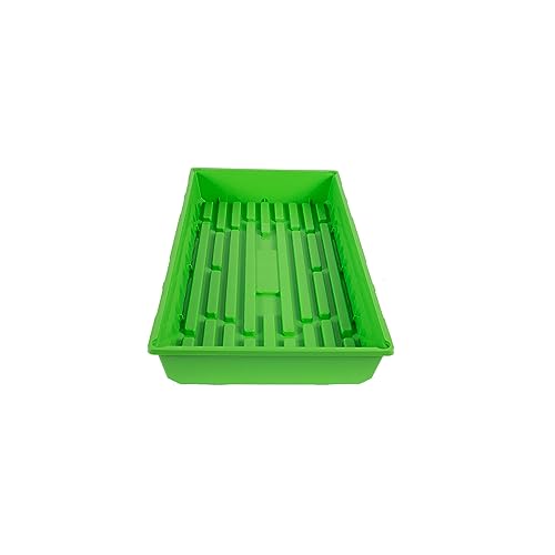 SUNPACK 10" x 20" Mega Plastic Seed Starting Tray, Green, 2.5" - No Drainage Holes, Ideal for Greenhouses or Indoor Gardening - Made of Thick, Strong Plastic - color: Green