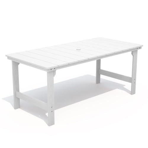 THOEOE Outdoor Dining Table, Rectangular Dining Table for 5-7 White | Outdoor Dining, Patio Furniture - color: White, size: 1-table
