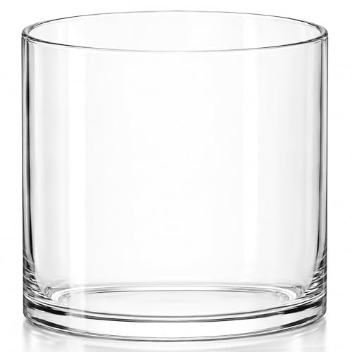 Royal Imports Glass Cylinder Flower Vase 6" Tall, 6" Opening, Clear - size: 6" wide x 6" tall