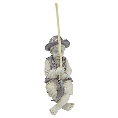 Design Toscano NG32122 Frederic the Little Fisherman of Avignon Lightweight Polyresin Statue, 15 Inch, Two Tone Stone - color: Frederic the Little Fisherman