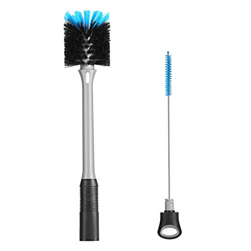 MOSOLAN 2-in-1 Bottle Brush and Straw Cleaner Brush, Black, 1 Pack | Long Handle Water Bottle Scrubbing Brush for Water Bottles, Glasswares, Mugs, Flasks, Tumblers and Kitchen Sink - color: Black, size: 1 Count (Pack of 1)