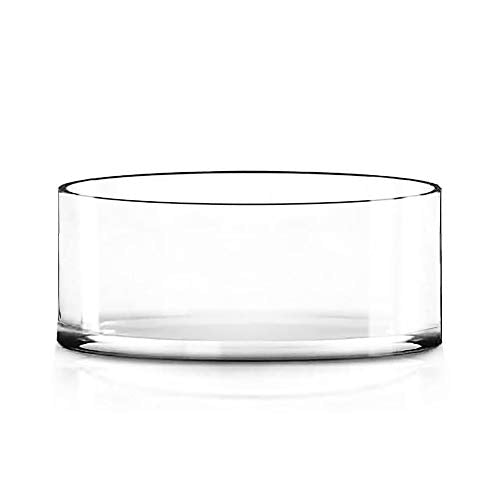 CYS EXCEL Extra Wide Glass Cylinder Vase 10 Inch Diameter x 4 Inch Height Large Clear Flower Vase for Centerpieces Floating Candles Terrariums or Succulents - size: H-4" D-10"