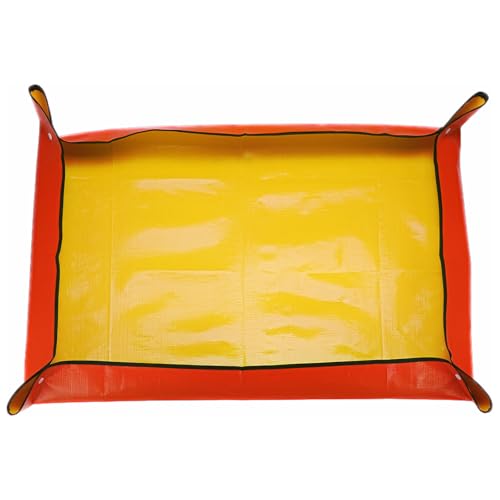 HARFINGTON Repotting Mat 29.5" x 39.4" PE Cloth Waterproof Plant Repotting Mat Foldable Portable Gardening Potting Tray with Plastic Buckle for Indoor Plant Change Soil Watering, Yellow - color: Yellow, size: 29.5" x 39.4"