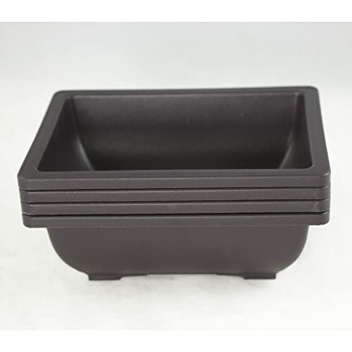 4 Pcs Rectangular Plastic Bonsai Training Pot, Succulent Planter - 6.25"x 4.75"x 2"