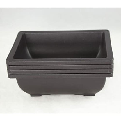 4 Pcs Rectangular Plastic Bonsai Training Pot, Succulent Planter - 6.25"x 4.75"x 2"