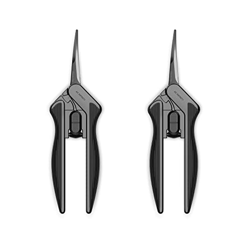 AC Infinity 6.6” Stainless Steel Curved Pruning Shear 2-Pack. | Curved Precision Blades with Nonstick Teflon Coating, Lightweight Ergonomic Design, for Gardening, Hydroponics, Grow Tents
