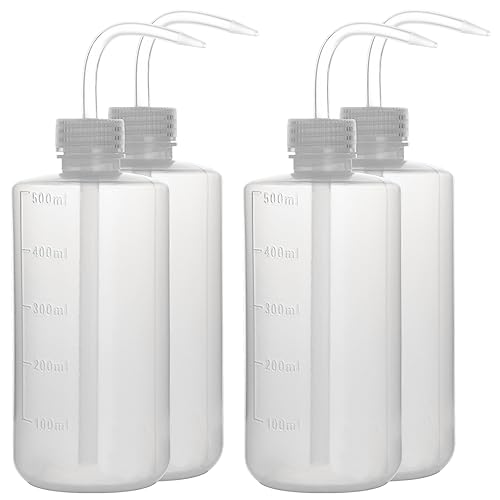 stonylab Chemical Wash Bottle, 4-Pack Plastic Safety Lab Squeeze Wash Bottle, LDPE with Narrow Mouth, 500 ml (16 oz)/4 Bottle - size: 500 ml