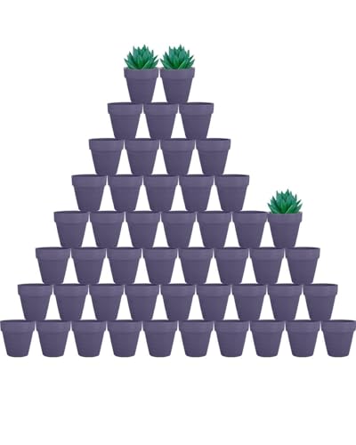 vensovo 48 Pcs 2" Tiny Terracotta Pots with Drainage,Purple Clay Pot - color: Purple
