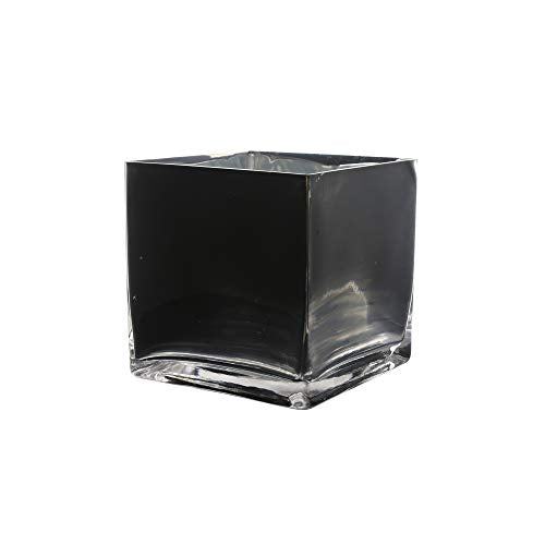 WGV Cube Glass Vase, Candle Holder, 5"x5"x5", Black Elegant Floral Accent Container Planter Terrarium Storage for Wedding Party Ceremony Event Office Home Decor, 1 Piece - size: 5" Black