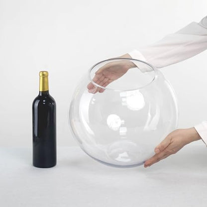 CYS EXCEL Large Glass Bubble Bowl (H-12 W-13, Approx. 5.3 Gal.) Round Bowl Terrarium Globe Flower Vase Centerpiece for Weddings Events Arrangements - size: H-12" W-13"