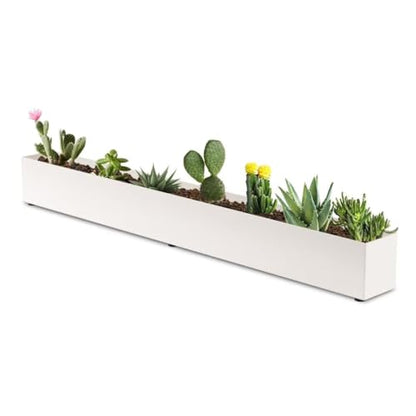 Window Sill Planter Box 32 in, Trough Rectangle Planter, White - color: White