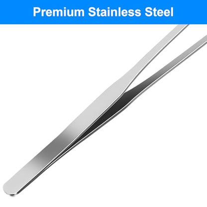 2 Pcs Reptile Feeding Tongs, 10.6IN Straight & Curved Long Tweezers | Extra Long Tweezers, Premium Stainless Steel Feeding Tools for Bearded Dragon, Lizards, Snakes, Aquarium & Terrarium