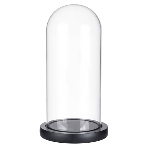 UNICRAFTALE Clear Cloche Glass Dome with Base 8.3 Inch High Handmade Glass Cloche Antique Collectibles Decorative Bell Jar for Succulents Plants Fairy Lights Table Decor Medal Photos - size: 11x21cm