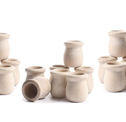Factory Direct Craft Pack of 24 Unfinished Wood Candle Cups - Made in the USA Blank Wooden Bean Pot Candle Holders DIY Wood Turnings (Size 1-9/16" H x 1-3/8") - color: 1-9/16" H x 1-3/8" Dia - 24 pack