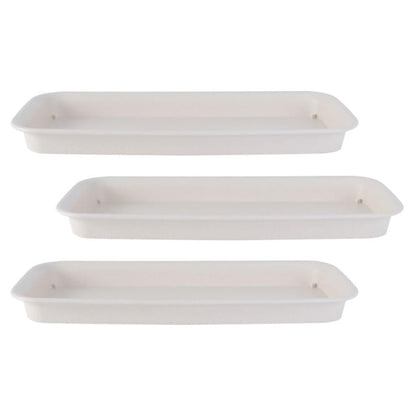 Healeved 3pcs Plastic Flowerpot Trays Rectangular Plant Saucer Elegant Square Plant Water Plate Bonsai Water Trays - size: 31.00X10.50X2.80CM