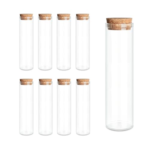 JIUYUE 9-Pack 2.03 oz (60ml) Glass Bottles & Test Tubes with Cork Stoppers - color: 9pcs