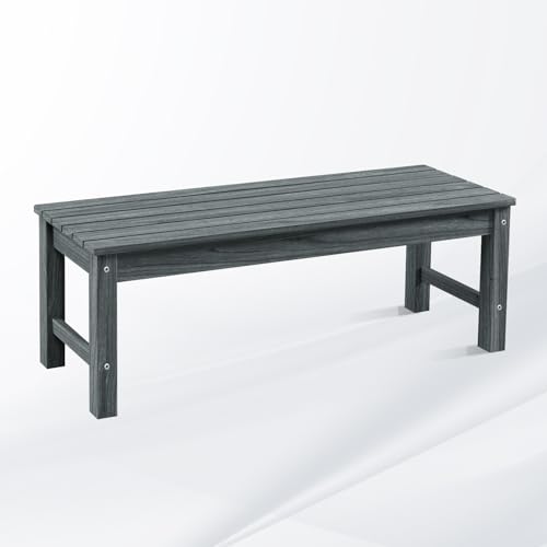 Psilvam 47" Outdoor Bench for 2-Person, 700 LBS Capacity, Dark Grey | Poly Lumber Weatherproof Outdoor Benches, All-Weather Backless Garden Bench for Porch Park Patio - color: Dark Grey, size: 1 pack
