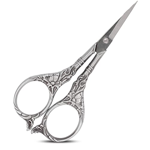 BIHRTC Embroidery Sewing Scissors Stainless Steel for Cross Stitch Cutting - color: Ancient Tin Color, size: 4.5 IN