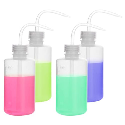 stonylab Chemical Wash Bottle, Plastic Safety Lab Squeeze, LDPE with Narrow Mouth, 250 ml (8 oz), 4 Packs - size: 250 ml