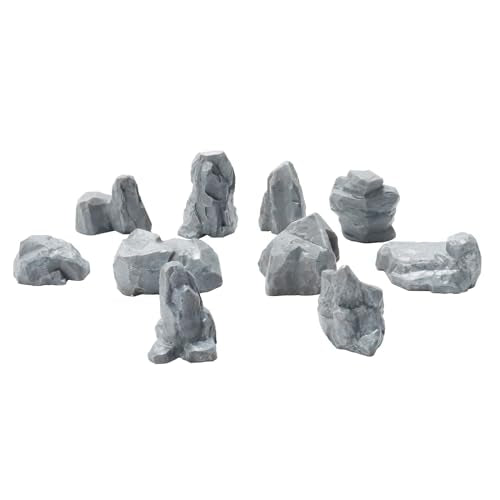 Warmtree 10 Pcs Fake Rocks for Diorama Supplies, Mini Terrain Stones - color: Gray